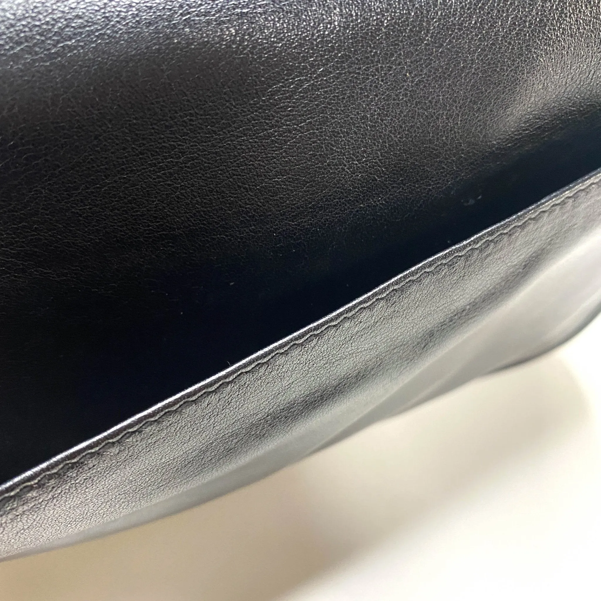 Triomphe Hardware Black Leather Flap Crossbody Bag