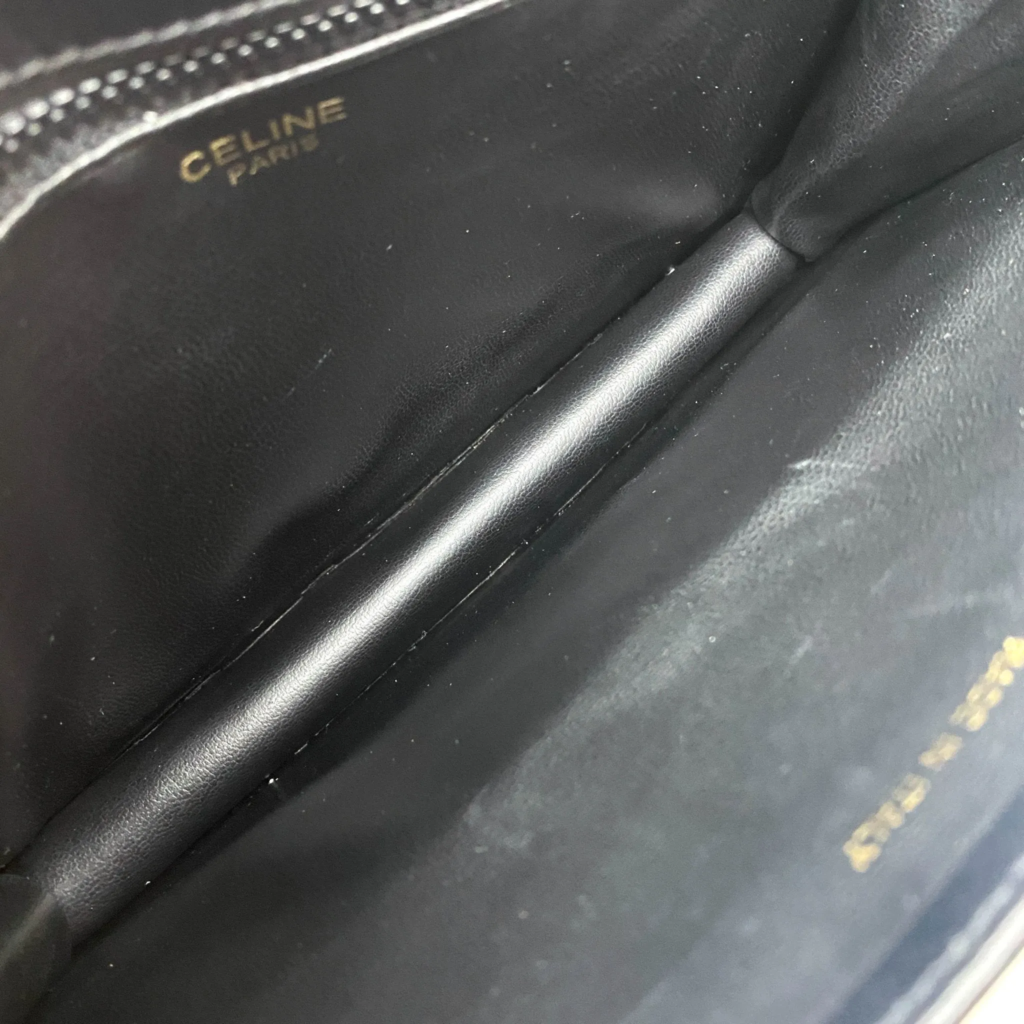 Triomphe Hardware Black Leather Flap Crossbody Bag