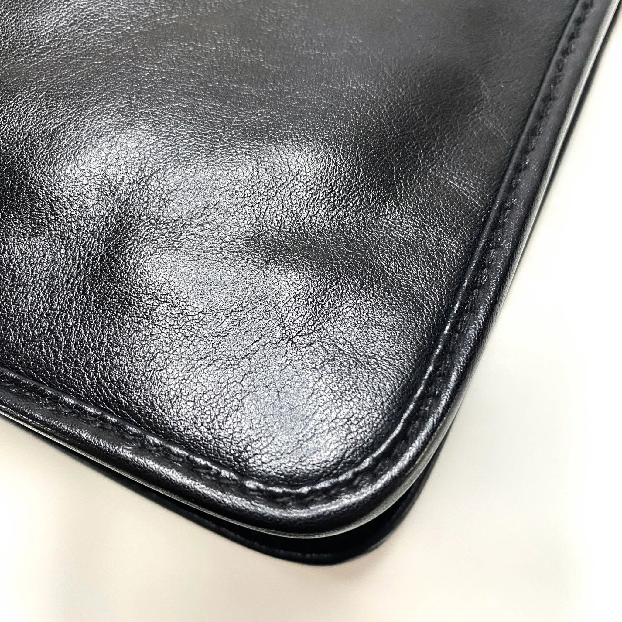 Triomphe Hardware Black Leather Flap Crossbody Bag