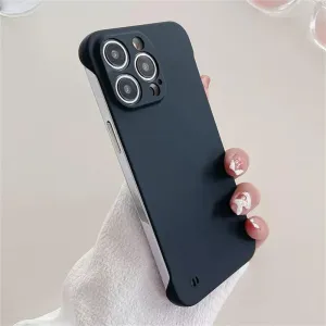 Ultra Slim PC Frameless Case for iPhone 15 14 Pro Max 13 12 Mini 11 Pro XS Max XR 14 8 7 15 Plus Colorful Matte Hard Phone Cover,Black,for iPhone 15 Pro