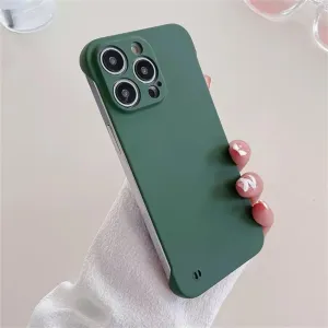 Ultra Slim PC Frameless Case for iPhone 15 14 Pro Max 13 12 Mini 11 Pro XS Max XR 14 8 7 15 Plus Colorful Matte Hard Phone Cover,Dark Green,for iPhone 15 Pro