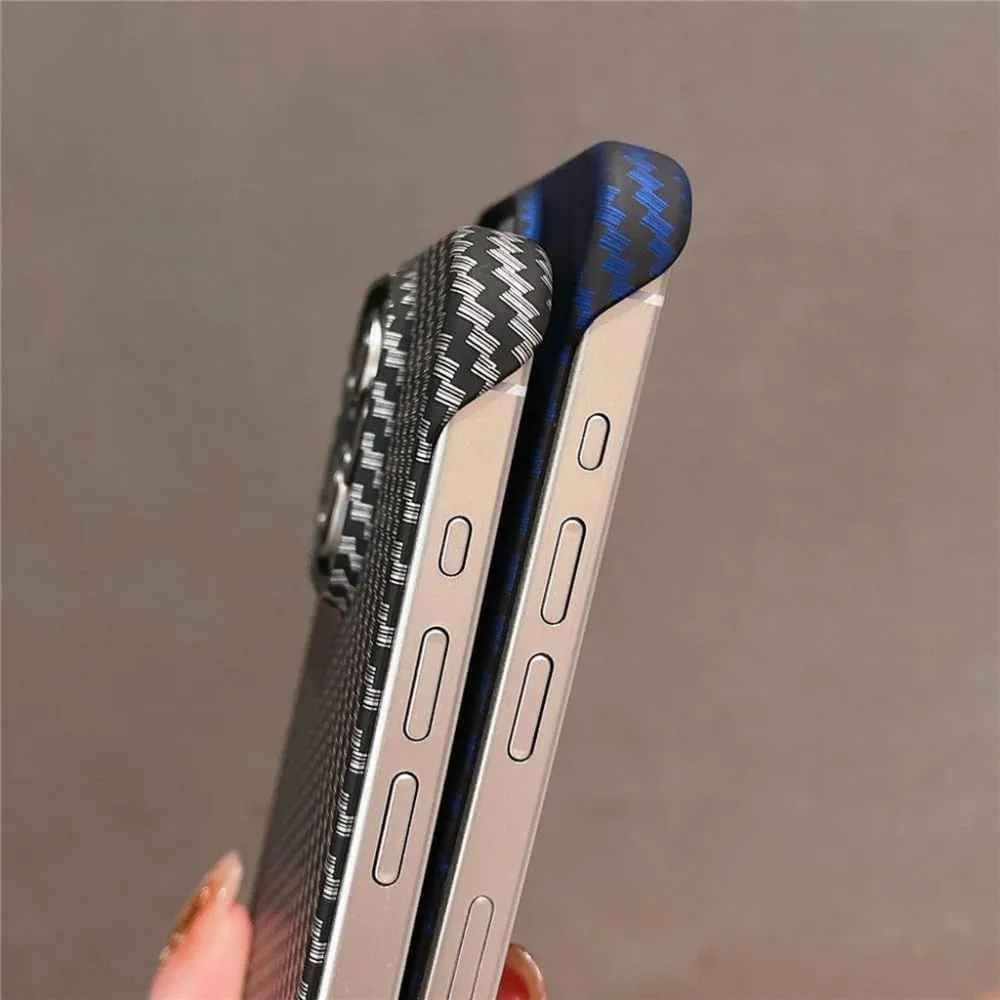 Ultra Thin Carbon Fibre Pattern Frameless Phone Case for iPhone 15 11 12 13 14 Pro Max Mini XR X XS 7 8 Plus SE Slim Hard Cover,Gold,for iPhone Xs Max