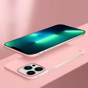 Ultra Thin Frameless PC Shockproof Hard Phone Case for iPhone 15 14 13 12 Mini 11 Pro Max X XR XS SE 2 7 8 Plus Slim Hard Cover,Pink,for iPhone 11Pro