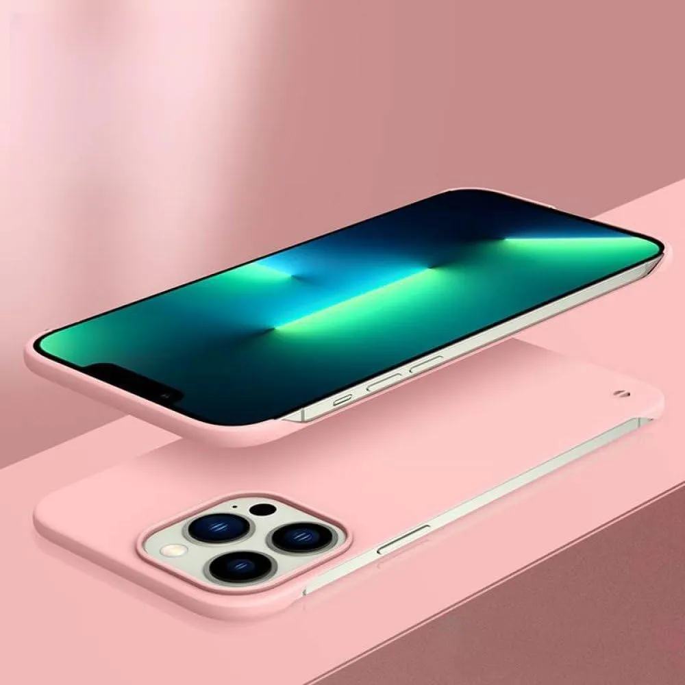 Ultra Thin Frameless PC Shockproof Hard Phone Case for iPhone 15 14 13 12 Mini 11 Pro Max X XR XS SE 2 7 8 Plus Slim Hard Cover,Pink,for iPhone 7 or 8