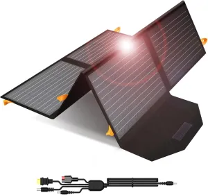 [Upgraded] FlexSolar 60W Portable Solar Panels Chargers QC3.0 USB-A USB-C DC5521 8mm Output Foldable IP65 Waterproof Power Emergency Camping for Small Power Station Generator Tablets Battery Packs