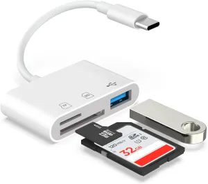 USB C SD Card Reader for iPhone 15/16, Digital Camera iPhone Adapter, Sd Card Reader for Android, Smartphones, Tablets, Laptops