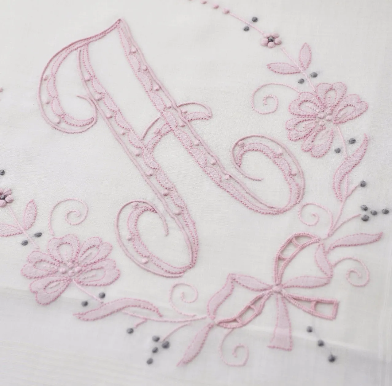 Vintage Madeira Monogrammed Pink Initial A Handkerchief w/Tag