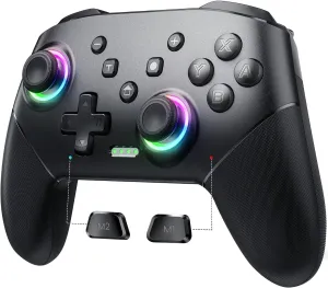 VOYEE Switch Controller Wireless, Pro Controllers Compatible with Switch Lite/OLED/PC, One-Key Pairing Gamepad with 9-Color RGB LEDs 1000mAh Battery 6-Axis Motion Wake Up Function