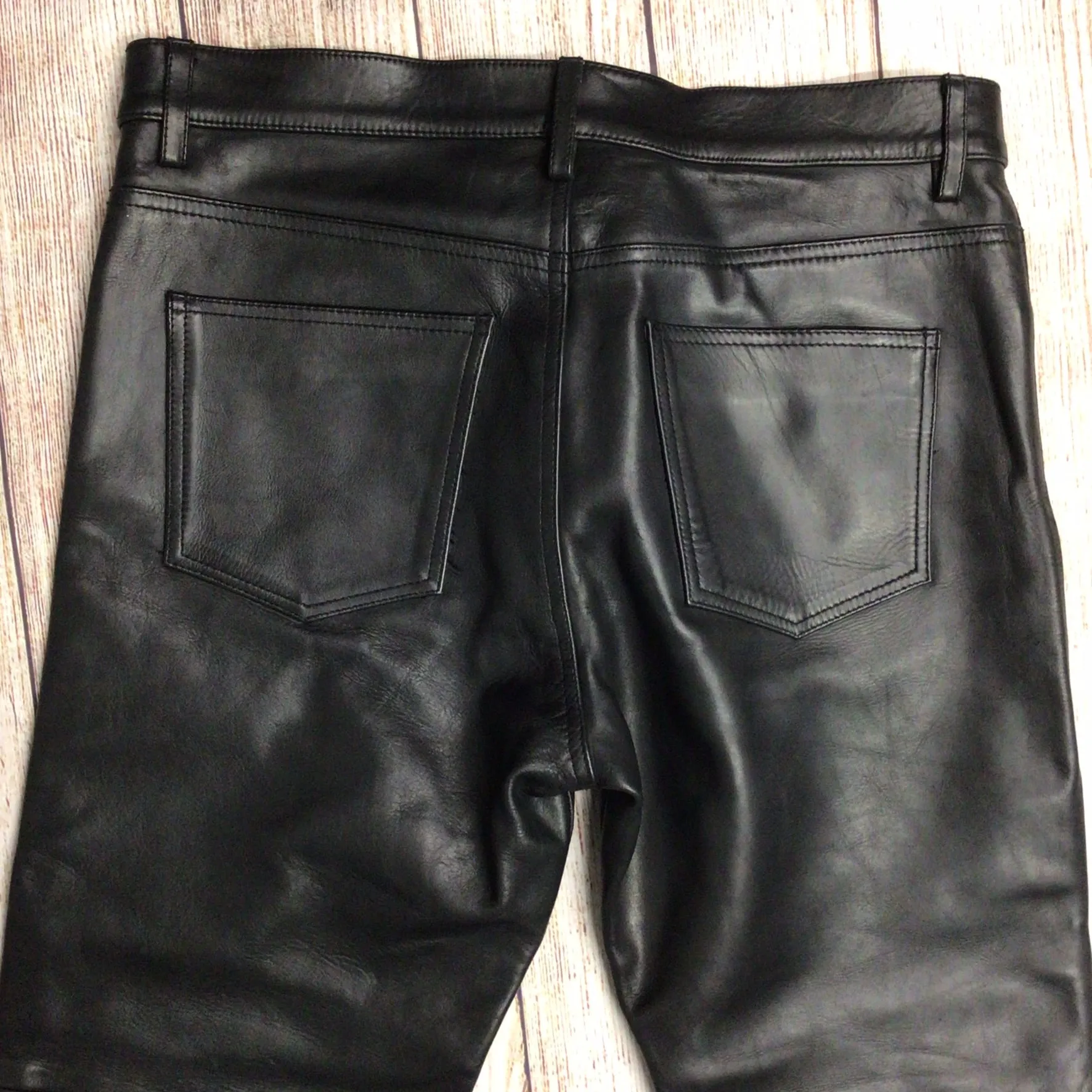 Weekday MTWTFSS Black Leather Sharp Trousers Size W32 L32