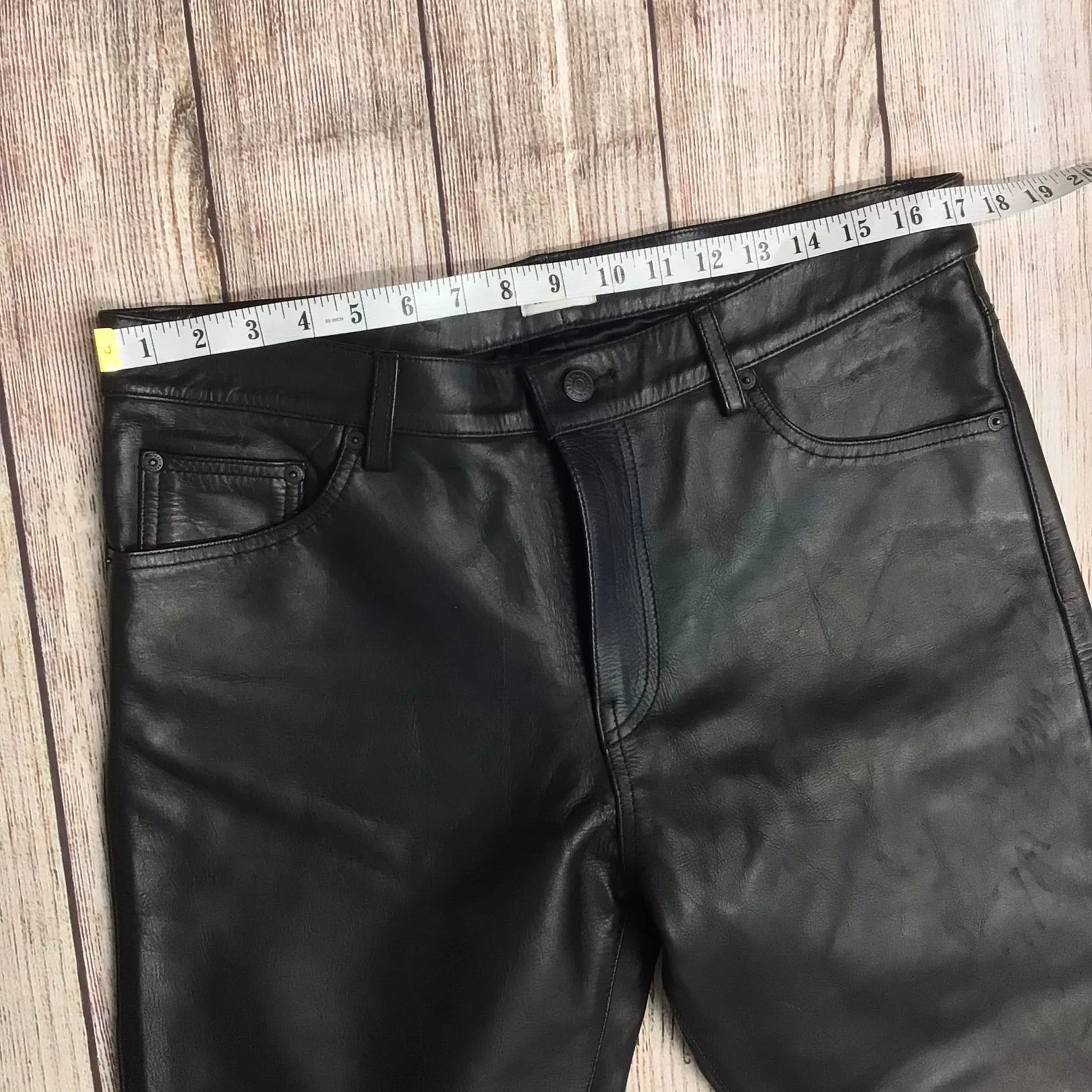 Weekday MTWTFSS Black Leather Sharp Trousers Size W32 L32