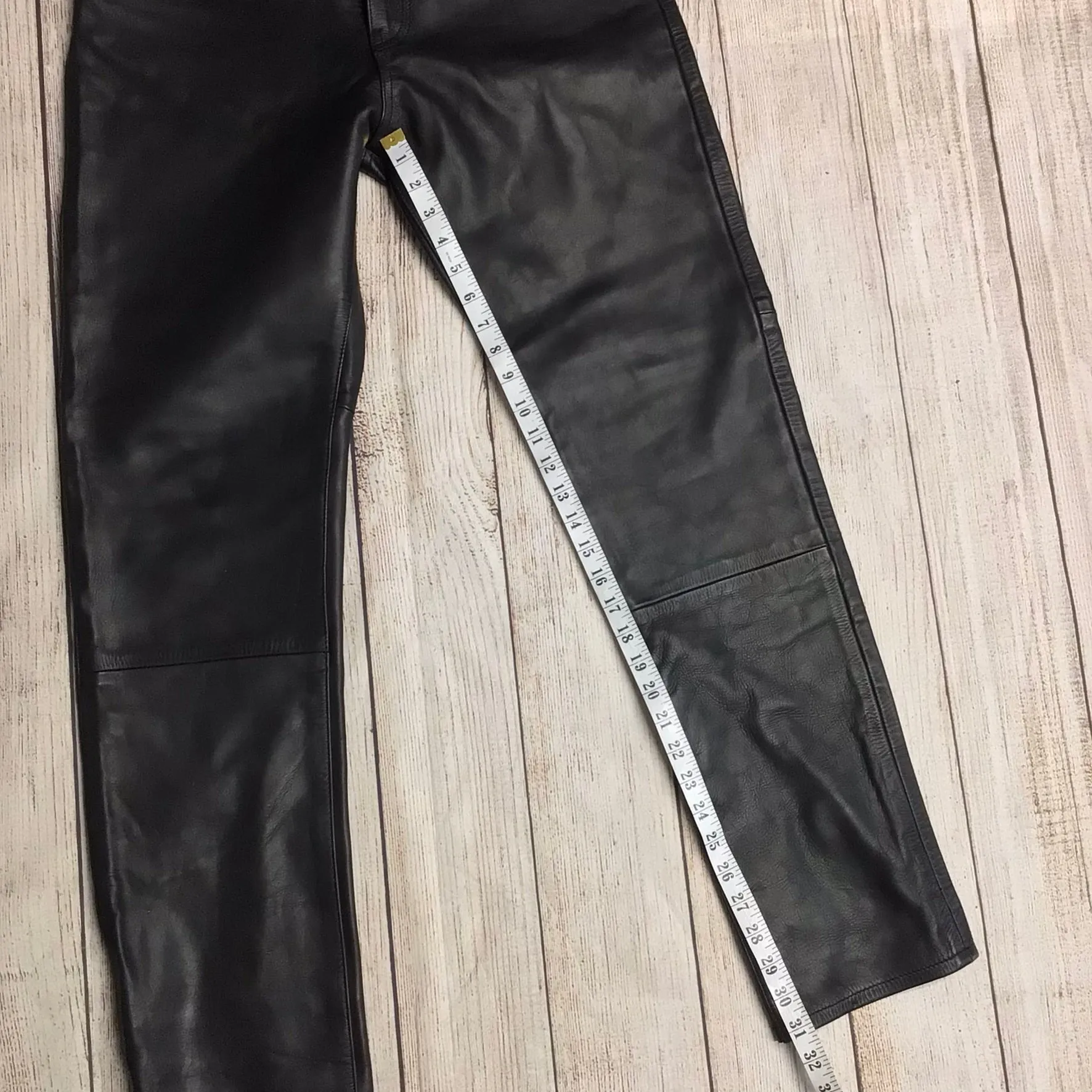 Weekday MTWTFSS Black Leather Sharp Trousers Size W32 L32