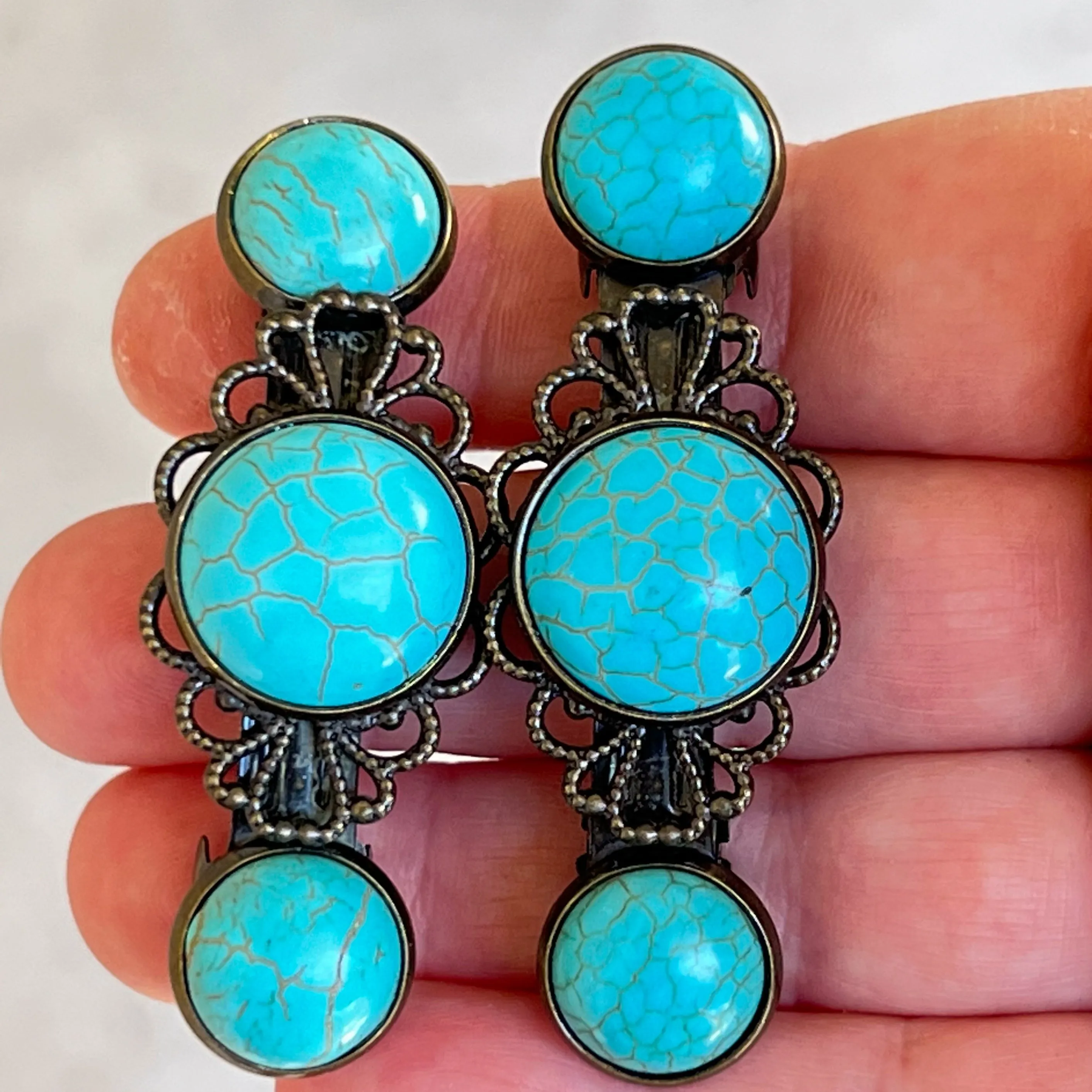 Western Turquoise Filigree Hair Barrettes: Stylish Southwestern Accents