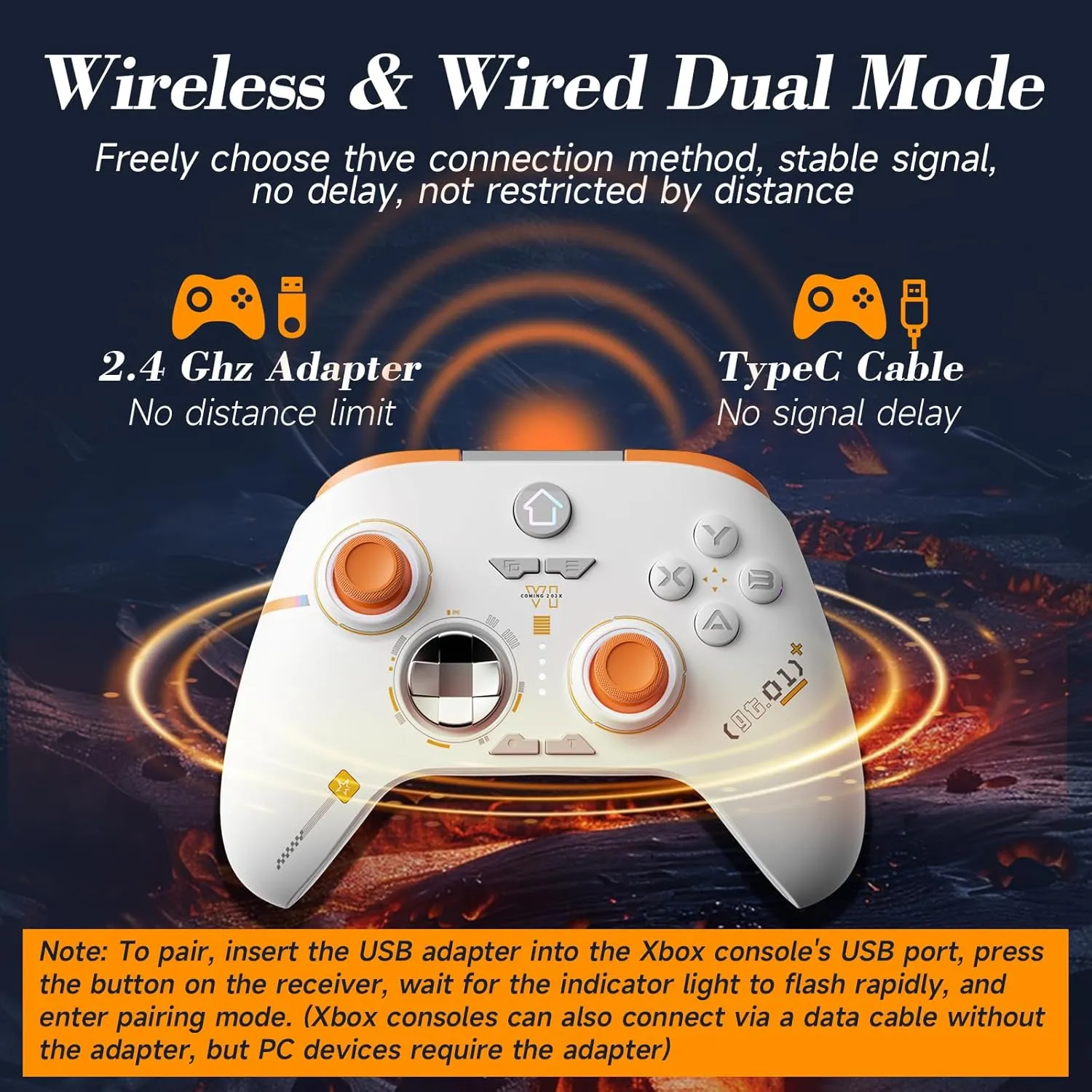 Wireless Controller for Xbox One, 2.4G Wireless PC Controller for Xbox Series X/S/One & PC, ALPS Joysticks & Hall Triggers Wireless Gaming Controller with 1000mAh Battery (No 3.5mm Audio Function)