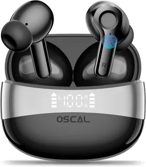 Wireless Earbuds, Bluetooth 5.4 Headphone Hi-Fi Stereo, Ear Buds with Deep Bass and Noise Cancelling Mic, Earphones with LED Display, 40H Playtime, IPX7, for Android iPhone Laptop, Sports, Black