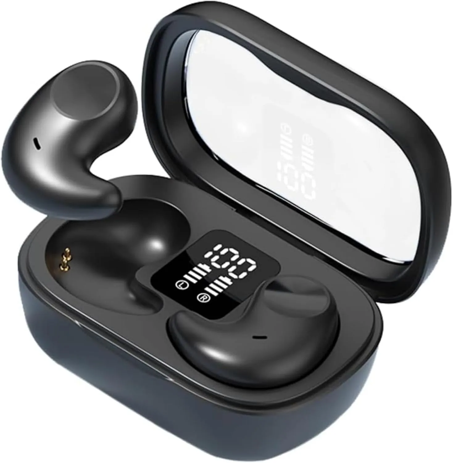 Wireless Earbuds with IPX5 Waterproof Lightweight 50H Playtime in-Ear LED Battery Display,Comfortable Fit Earbud with Charging Case Black,Compatible with All cellphones