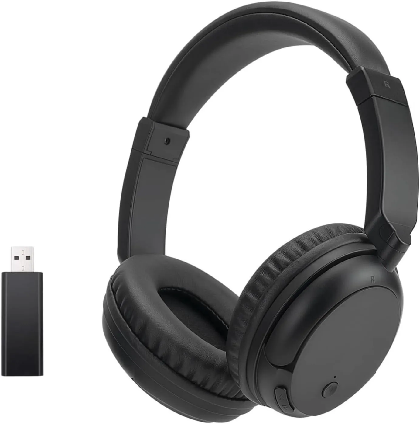 Wireless Over-Ear FM Headphones, Wireless Bluetooth Headphones for TV Watching Phone and PC, No Audio Delay Deep Bass Bluetooth Headphones, HiFi Stereo Lightweight Headset - Black