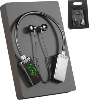 Wireless Sound Card Live Broadcasting and Audio Editing Earphones, 2024 New Neck Bluetooth Headset, Waterproof Wireless Sound Card Live Streaming Earphones with Display(Black)