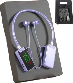 Wireless Sound Card Live Broadcasting and Audio Editing Earphones, 2024 New Neck Bluetooth Headset, Waterproof Wireless Sound Card Live Streaming Earphones with Display(Purple)