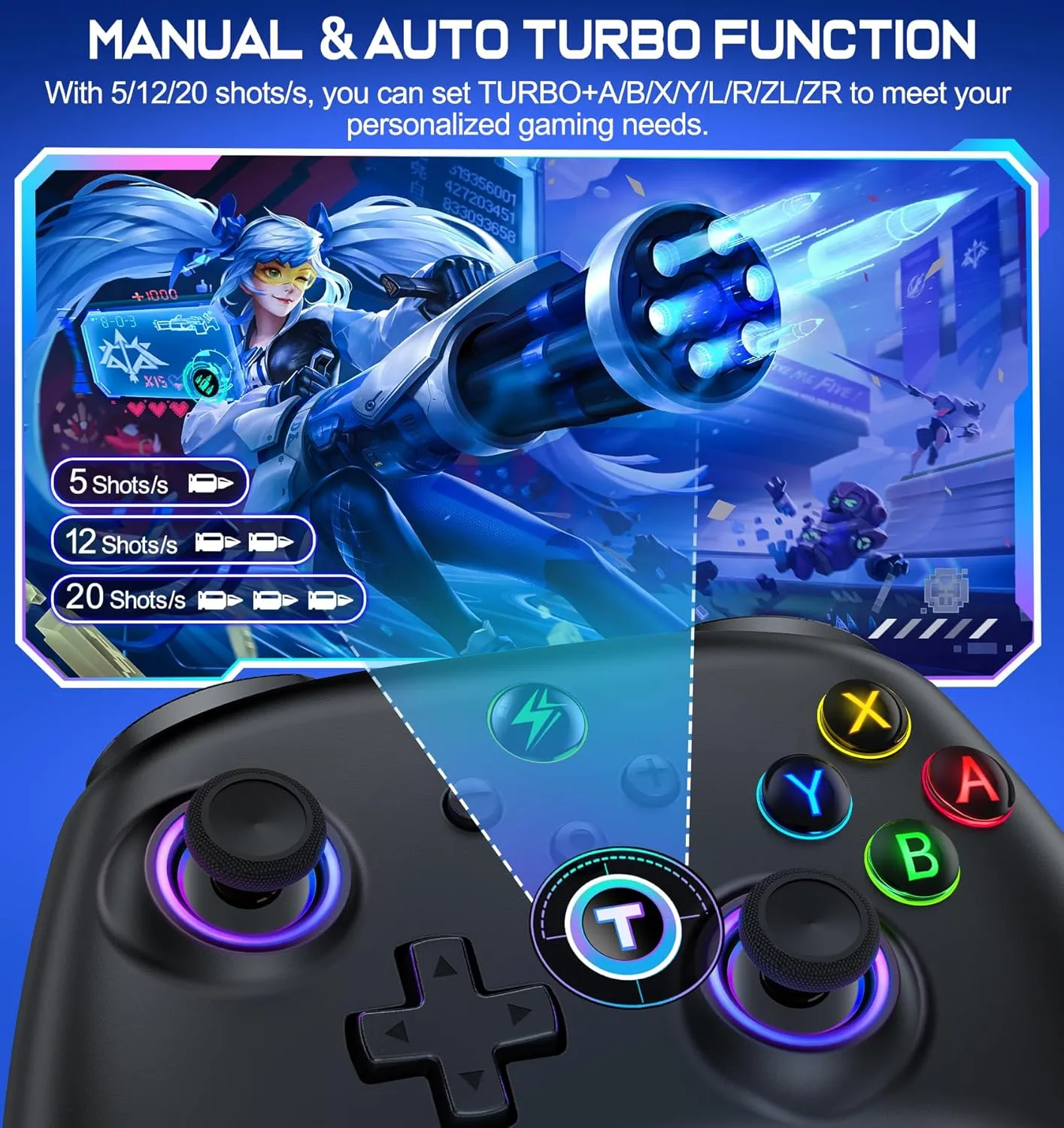 Wireless Switch Controller for Nintendo Switch Controller/Lite/OLED- LED Switch Pro Controller/iOS/Android Game Remote/Wired PC Joysticks-Programmable Remote for Nintendo Switch Interactive Gaming Figures
