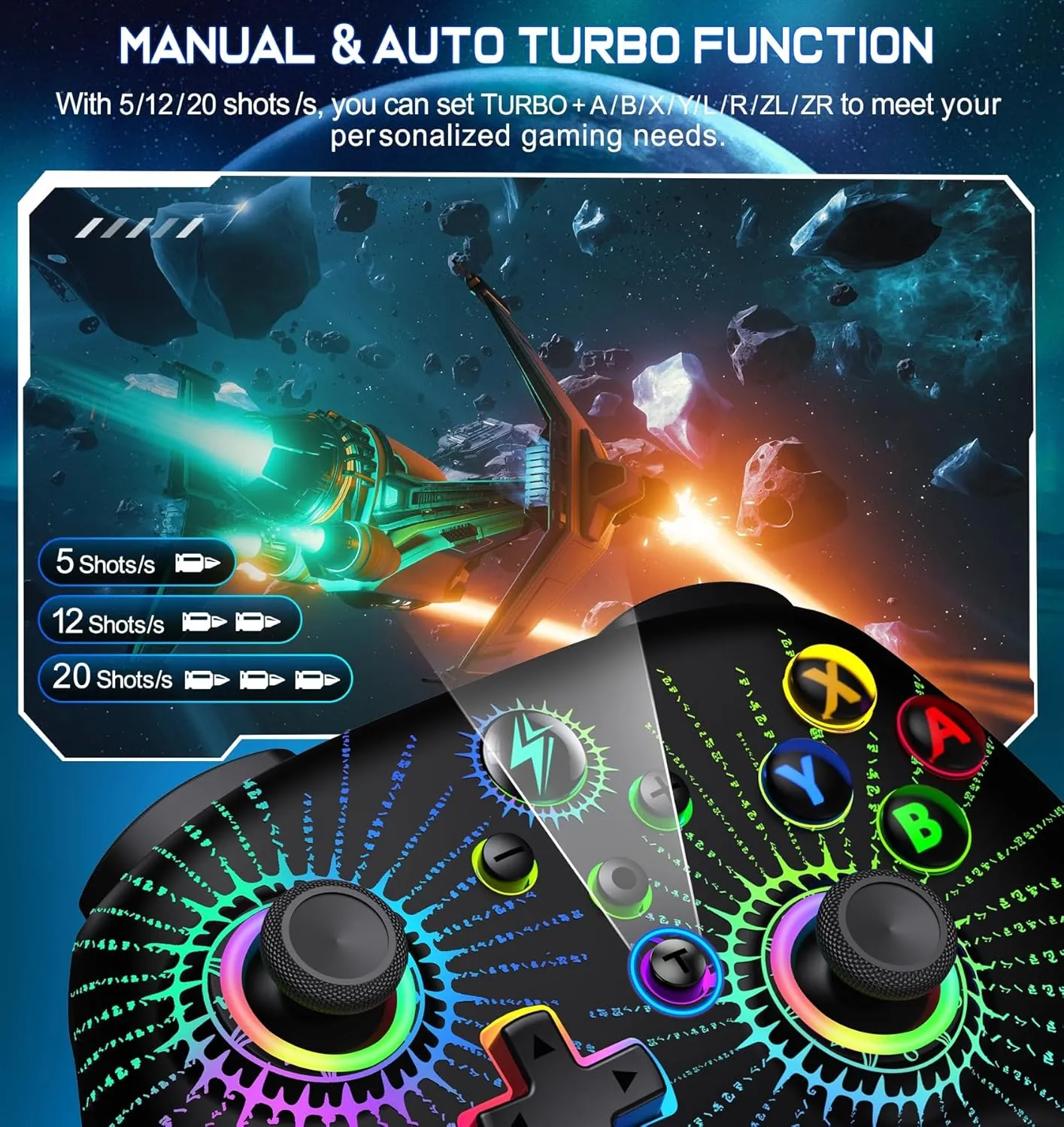 Wireless Switch Controller for Nintendo Switch Controller/Lite/OLED, LED Wired PC Game Joysticks - Wireless iOS/Android Remote, Game Accessories Interactive Gaming Figures