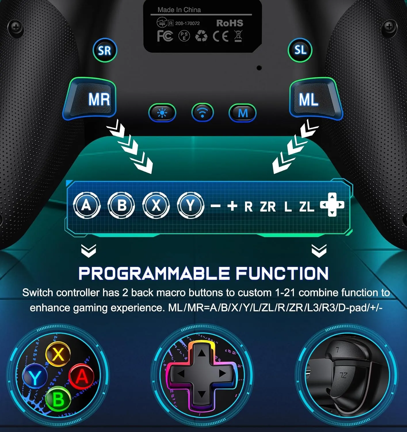 Wireless Switch Controller for Nintendo Switch Controller/Lite/OLED, LED Wired PC Game Joysticks - Wireless iOS/Android Remote, Game Accessories Interactive Gaming Figures