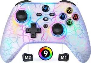Wireless Switch Controller for Nintendo Switch Controller/Lite/OLED-LED Wired Windows PC Joysticks-Wireless PC IOS Android Remote with Programmable Nintendo Switch Accessories Interactive Gaming Figures(White)