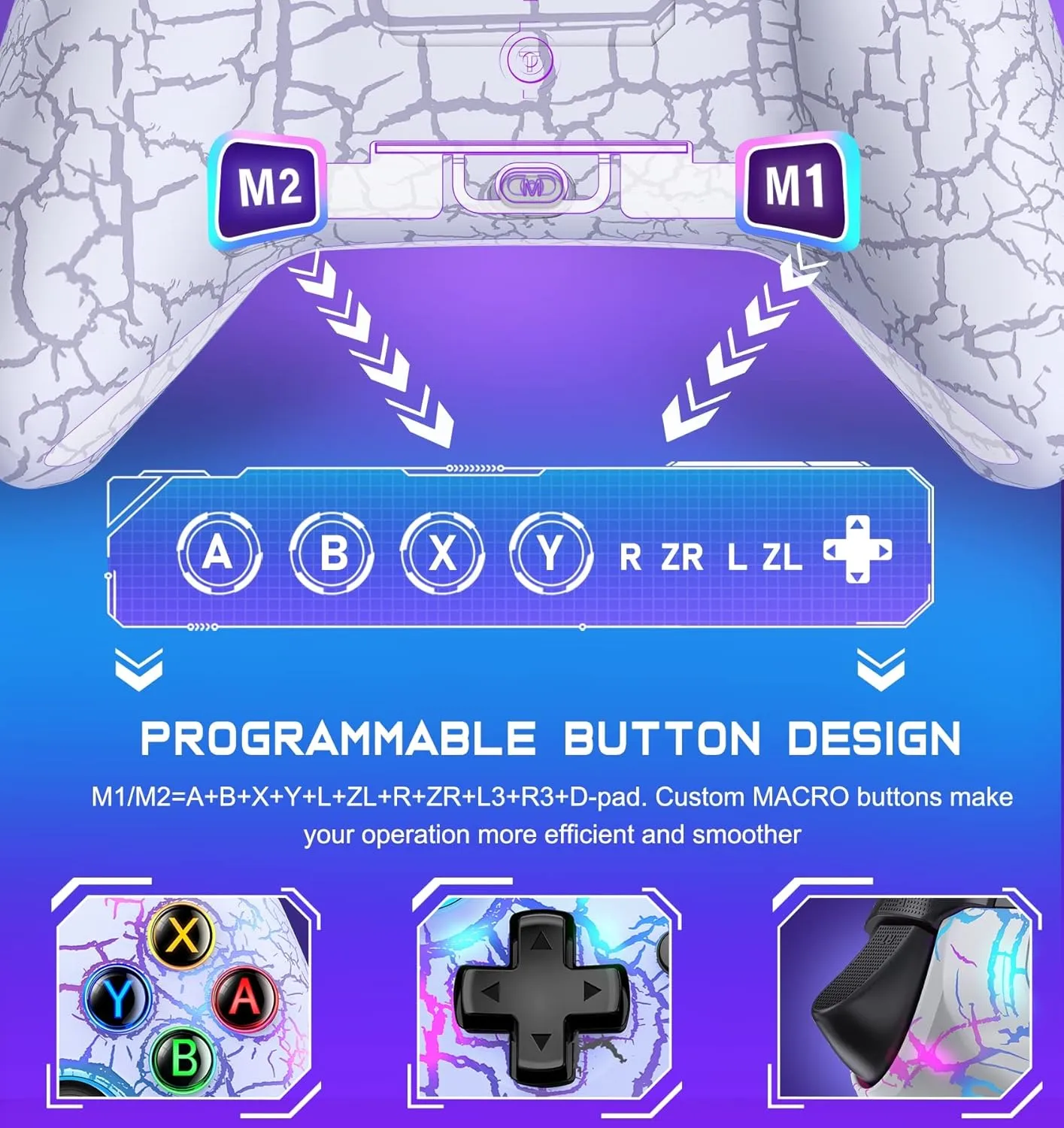 Wireless Switch Controller for Nintendo Switch Controller/Lite/OLED-LED Wired Windows PC Joysticks-Wireless PC IOS Android Remote with Programmable Nintendo Switch Accessories Interactive Gaming Figures(White)