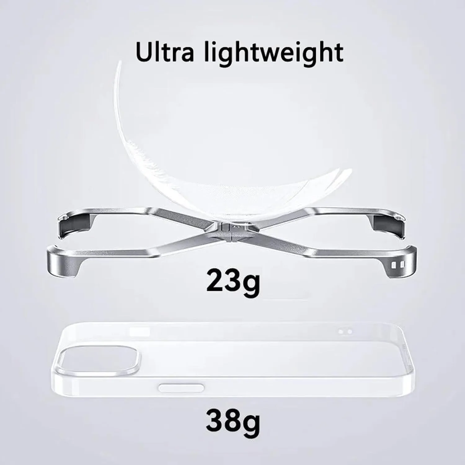 X Shape Anti-Fall Bare Phone Case, Metal Corner Pad Anti-Fall Phone Case, X Shaped Hollow Frameless Cooling Case for iPhone 16 15 14 13 Pro Max (13 Pro Max,Silver)