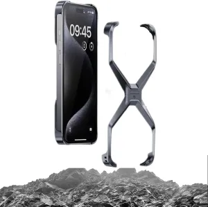 X Shape Anti-Fall Bare Phone Case, X Shaped Metal Frame for iPhone (for iPhone 13,Dark Gray)