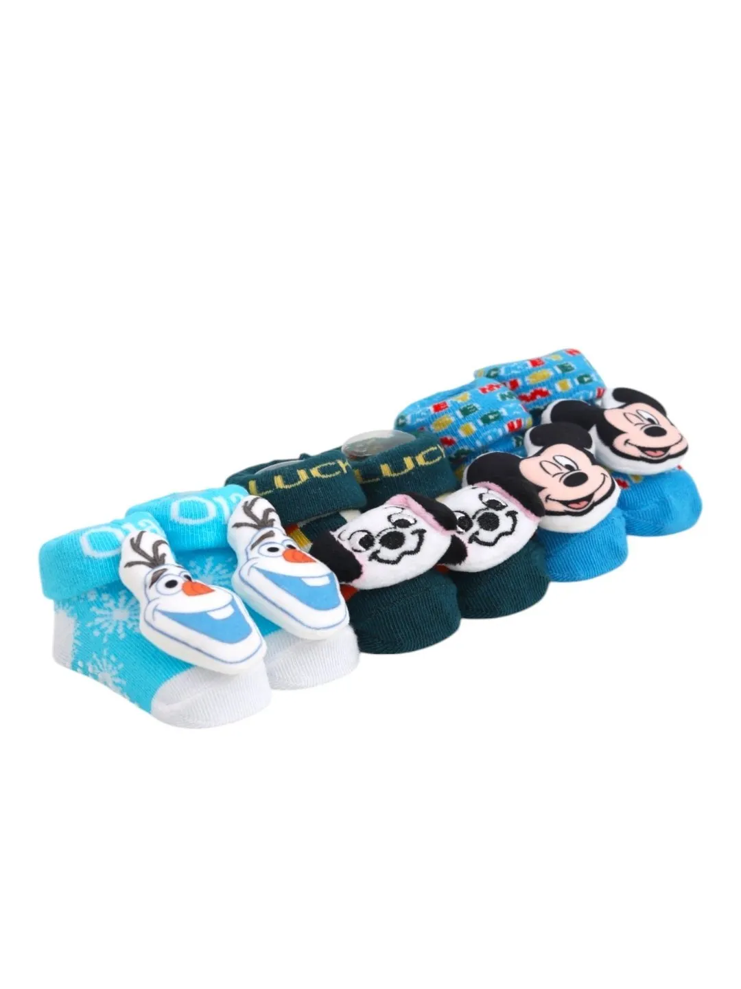 Yellow Bee Disney 3D Socks Trio for Boys – Mickey Mouse, 101 Dalmatians Lucky Dog, and Frozen Olaf