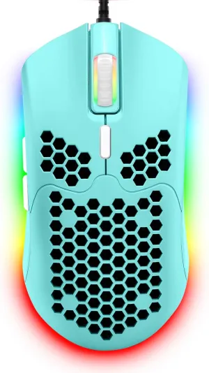 ZIYOU LANG Wired Lightweight Gaming Mouse,6 RGB Backlit Mice with 7 Buttons Programmable Driver,6400DPI Computer Mouse,Ultralight Honeycomb Shell Ultraweave Cable Mouse for PC Gamers,Xbox,PS4(Green)
